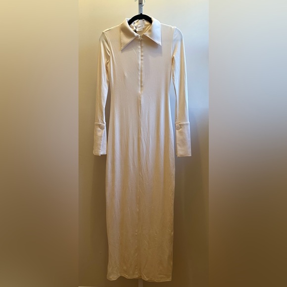 NWT The Line by K Candela Dress S Vanilla Cream Stretch Rib Rayon Lined Maxi - Picture 4 of 10